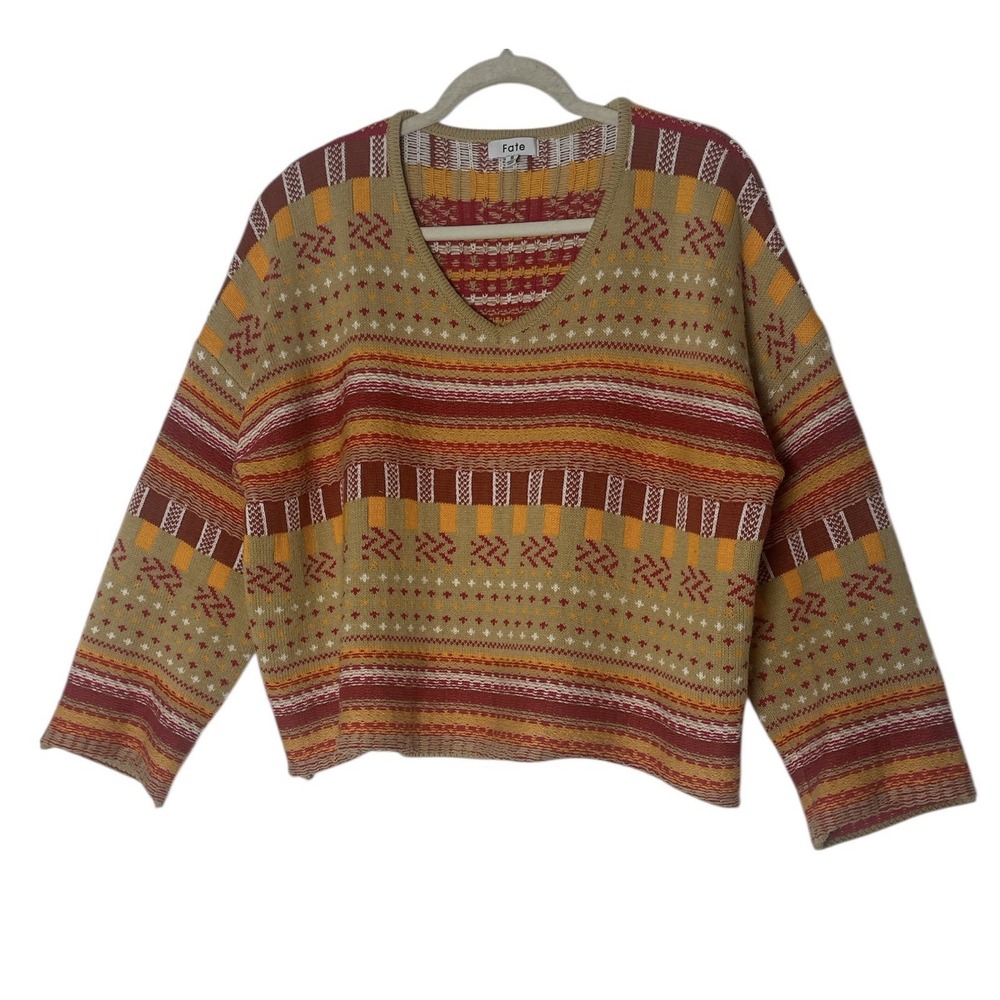 FATE Sweater Top Women's‎ Small Oversized Cable Knit Cozy Bohemian Boho